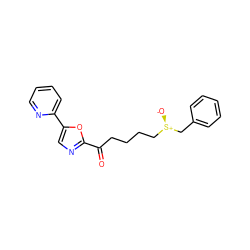 O=C(CCCC[S@@+]([O-])Cc1ccccc1)c1ncc(-c2ccccn2)o1 ZINC000014980056