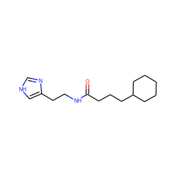 O=C(CCCC1CCCCC1)NCCc1c[nH]cn1 ZINC000038438127