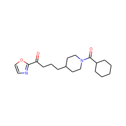 O=C(CCCC1CCN(C(=O)C2CCCCC2)CC1)c1ncco1 ZINC000029126383