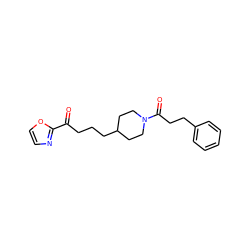 O=C(CCCC1CCN(C(=O)CCc2ccccc2)CC1)c1ncco1 ZINC000029126384