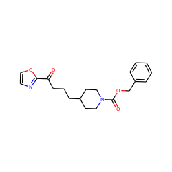 O=C(CCCC1CCN(C(=O)OCc2ccccc2)CC1)c1ncco1 ZINC000029126093