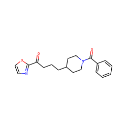 O=C(CCCC1CCN(C(=O)c2ccccc2)CC1)c1ncco1 ZINC000029126474