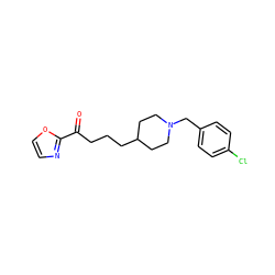 O=C(CCCC1CCN(Cc2ccc(Cl)cc2)CC1)c1ncco1 ZINC000029126583