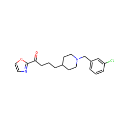 O=C(CCCC1CCN(Cc2cccc(Cl)c2)CC1)c1ncco1 ZINC000029126623