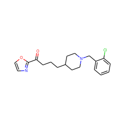 O=C(CCCC1CCN(Cc2ccccc2Cl)CC1)c1ncco1 ZINC000029126626