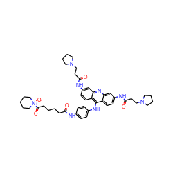 O=C(CCCCC(=O)[N+]1([O-])CCCCC1)Nc1ccc(Nc2c3ccc(NC(=O)CCN4CCCC4)cc3nc3cc(NC(=O)CCN4CCCC4)ccc23)cc1 ZINC000095538161