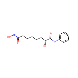 O=C(CCCCC[C@@H](O)C(=O)Nc1ccccc1)NO ZINC000028956670