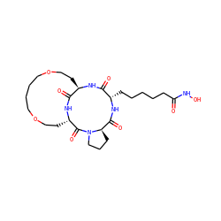 O=C(CCCCC[C@@H]1NC(=O)[C@H]2CCCN2C(=O)[C@@H]2CCOCCCCOCC[C@@H](NC1=O)C(=O)N2)NO ZINC000299838511