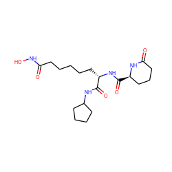 O=C(CCCCC[C@H](NC(=O)[C@@H]1CCCC(=O)N1)C(=O)NC1CCCC1)NO ZINC000103233002