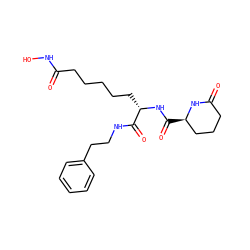 O=C(CCCCC[C@H](NC(=O)[C@@H]1CCCC(=O)N1)C(=O)NCCc1ccccc1)NO ZINC000103232970