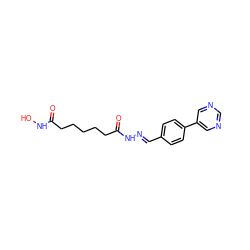 O=C(CCCCCC(=O)N/N=C/c1ccc(-c2cncnc2)cc1)NO ZINC000209735808