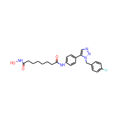 O=C(CCCCCCC(=O)Nc1ccc(-c2cnnn2Cc2ccc(F)cc2)cc1)NO ZINC000029069688