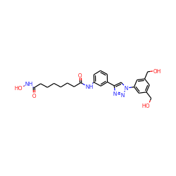 O=C(CCCCCCC(=O)Nc1cccc(-c2cn(-c3cc(CO)cc(CO)c3)nn2)c1)NO ZINC000049067065