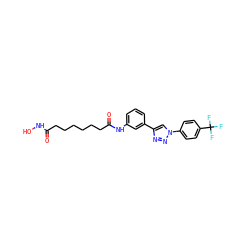 O=C(CCCCCCC(=O)Nc1cccc(-c2cn(-c3ccc(C(F)(F)F)cc3)nn2)c1)NO ZINC000049110842