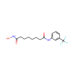 O=C(CCCCCCC(=O)Nc1cccc(C(F)(F)F)c1)NO ZINC000049066523