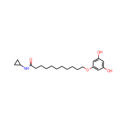 O=C(CCCCCCCCCCOc1cc(O)cc(O)c1)NC1CC1 ZINC000040951787