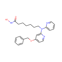 O=C(CCCCCCN(c1ccccn1)c1cc(OCc2ccccc2)ccn1)NO ZINC000115763017