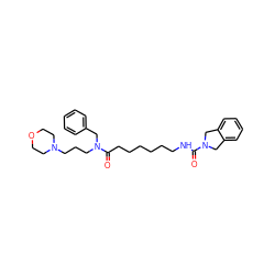 O=C(CCCCCCNC(=O)N1Cc2ccccc2C1)N(CCCN1CCOCC1)Cc1ccccc1 ZINC000166393009