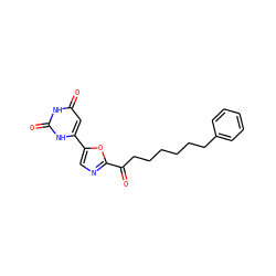 O=C(CCCCCCc1ccccc1)c1ncc(-c2cc(=O)[nH]c(=O)[nH]2)o1 ZINC000035259943