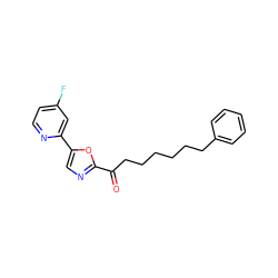 O=C(CCCCCCc1ccccc1)c1ncc(-c2cc(F)ccn2)o1 ZINC000034803764