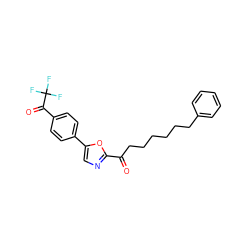 O=C(CCCCCCc1ccccc1)c1ncc(-c2ccc(C(=O)C(F)(F)F)cc2)o1 ZINC000035259932