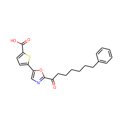 O=C(CCCCCCc1ccccc1)c1ncc(-c2ccc(C(=O)O)s2)o1 ZINC000035259939