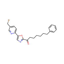 O=C(CCCCCCc1ccccc1)c1ncc(-c2ccc(CBr)cn2)o1 ZINC000103239611