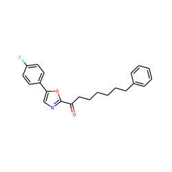 O=C(CCCCCCc1ccccc1)c1ncc(-c2ccc(F)cc2)o1 ZINC000035259929