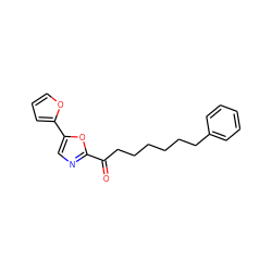 O=C(CCCCCCc1ccccc1)c1ncc(-c2ccco2)o1 ZINC000013611963