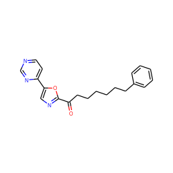 O=C(CCCCCCc1ccccc1)c1ncc(-c2ccncn2)o1 ZINC000013611952