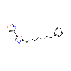 O=C(CCCCCCc1ccccc1)c1ncc(-c2cocn2)o1 ZINC000028358872