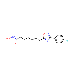 O=C(CCCCCCc1nc(-c2ccc(F)cc2)no1)NO ZINC000141950748