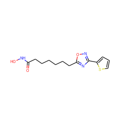 O=C(CCCCCCc1nc(-c2cccs2)no1)NO ZINC000141950533