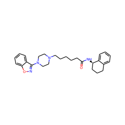 O=C(CCCCCN1CCN(c2noc3ccccc23)CC1)N[C@@H]1CCCc2ccccc21 ZINC000013586535