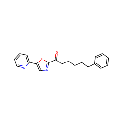 O=C(CCCCCc1ccccc1)c1ncc(-c2ccccn2)o1 ZINC000013611928