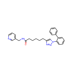 O=C(CCCCCc1cn(-c2ccccc2-c2ccccc2)nn1)NCc1cccnc1 ZINC000653766275