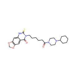 O=C(CCCCCn1c(=S)[nH]c2cc3c(cc2c1=O)OCO3)N1CCN(C2CCCCC2)CC1 ZINC000020644411