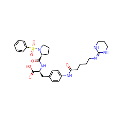 O=C(CCCCN=C1NCCCN1)Nc1ccc(C[C@H](NC(=O)[C@@H]2CCCN2S(=O)(=O)c2ccccc2)C(=O)O)cc1 ZINC001772647823