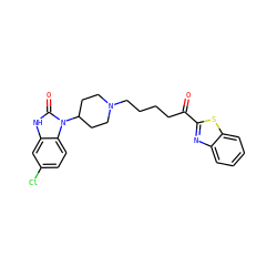 O=C(CCCCN1CCC(n2c(=O)[nH]c3cc(Cl)ccc32)CC1)c1nc2ccccc2s1 ZINC000084670850