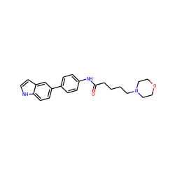O=C(CCCCN1CCOCC1)Nc1ccc(-c2ccc3[nH]ccc3c2)cc1 ZINC000299866279