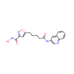 O=C(CCCCc1cc(C(=O)NO)no1)Nc1cnc2ccccc2c1 ZINC000040874854