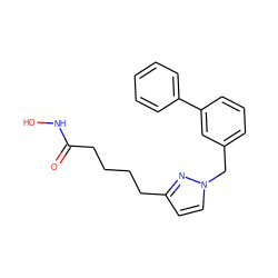 O=C(CCCCc1ccn(Cc2cccc(-c3ccccc3)c2)n1)NO ZINC000205803458