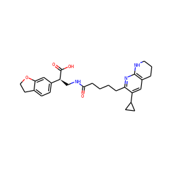 O=C(CCCCc1nc2c(cc1C1CC1)CCCN2)NC[C@H](C(=O)O)c1ccc2c(c1)OCC2 ZINC000013860636