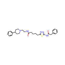 O=C(CCCCc1nnc(NC(=O)Cc2ccccc2)s1)NCCN1CCC(c2ccccc2)CC1 ZINC000095573822