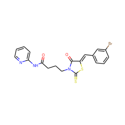 O=C(CCCN1C(=O)/C(=C/c2cccc(Br)c2)SC1=S)Nc1ccccn1 ZINC000008649131