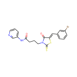 O=C(CCCN1C(=O)/C(=C/c2cccc(Br)c2)SC1=S)Nc1cccnc1 ZINC000008739053