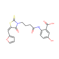 O=C(CCCN1C(=O)/C(=C\c2ccco2)SC1=S)Nc1ccc(O)cc1C(=O)O ZINC000009429761