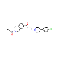 O=C(CCCN1CCC(c2ccc(Cl)cc2)CC1)c1ccc2c(c1)CCN(C(=O)C1CC1)CC2 ZINC000073196593