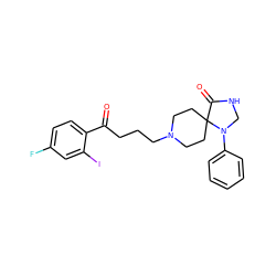 O=C(CCCN1CCC2(CC1)C(=O)NCN2c1ccccc1)c1ccc(F)cc1I ZINC000002559957