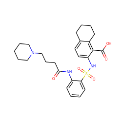 O=C(CCCN1CCCCC1)Nc1ccccc1S(=O)(=O)Nc1ccc2c(c1C(=O)O)CCCC2 ZINC000014964686